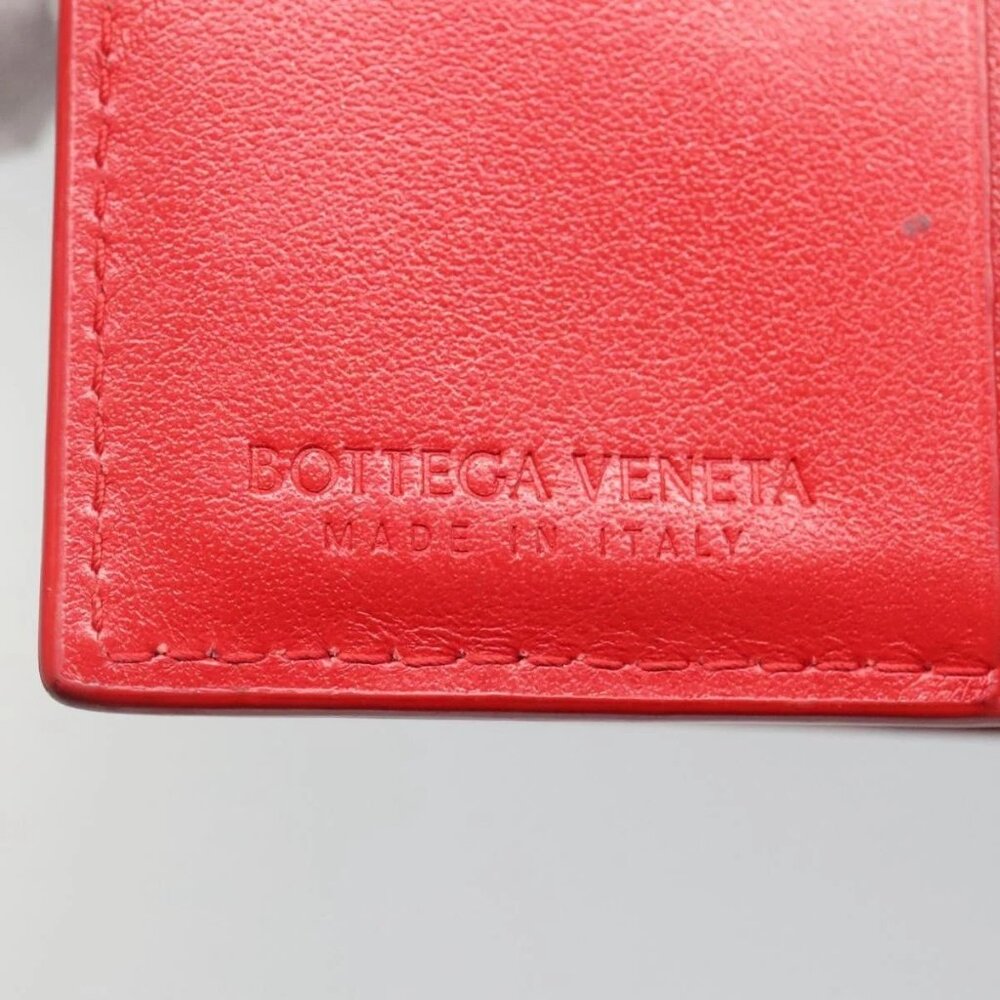 BOTTEGA VENETA INTRECCIATO Bifold Wallet Leather Red Auth bs28002 - Picture 11 of 15
